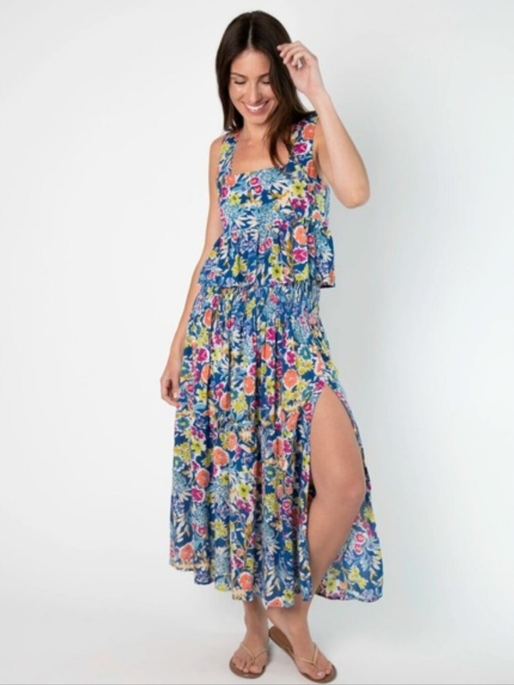 ✌️🌻 NATURAL LIFE 🌻✌️ Blue Floral Boho Maxi Skirt, NWT